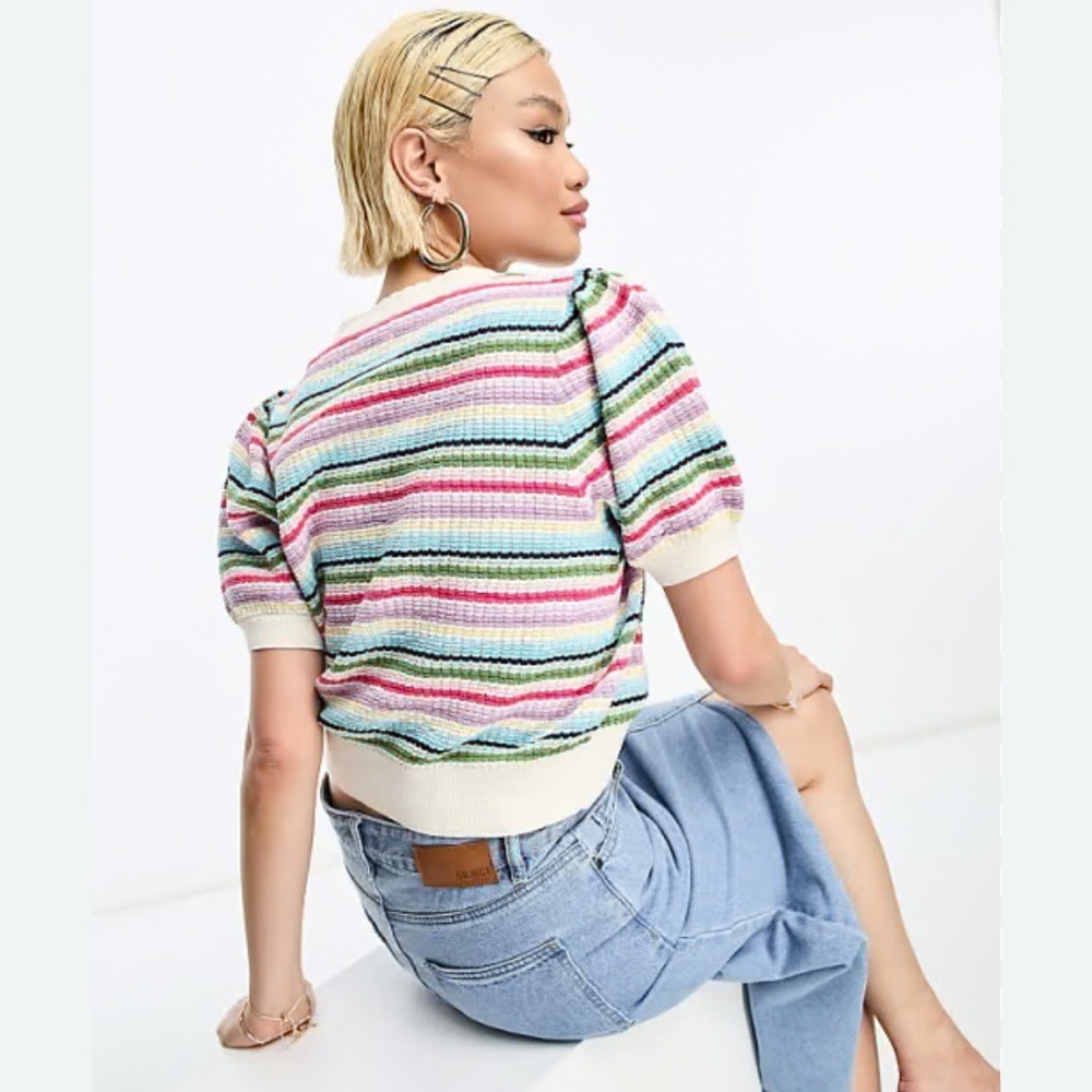Other Stories‎ Striped Knit Puff Sleeve Sweater Size L